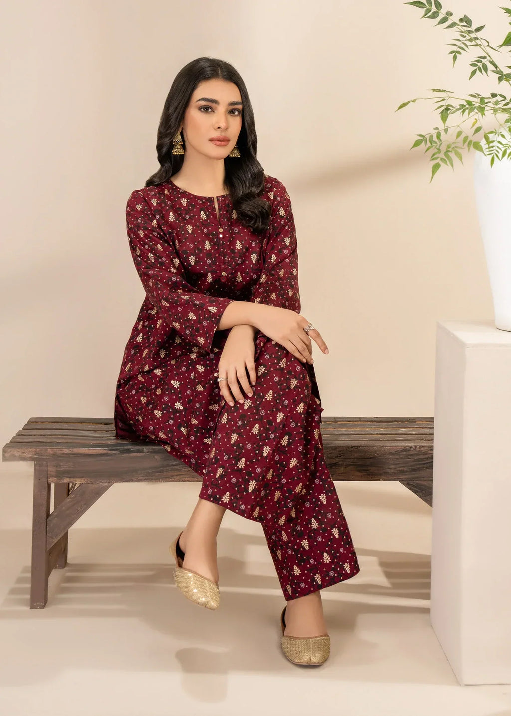 Hamna Kalim rayyan maroon 3d printed Women 2pcs