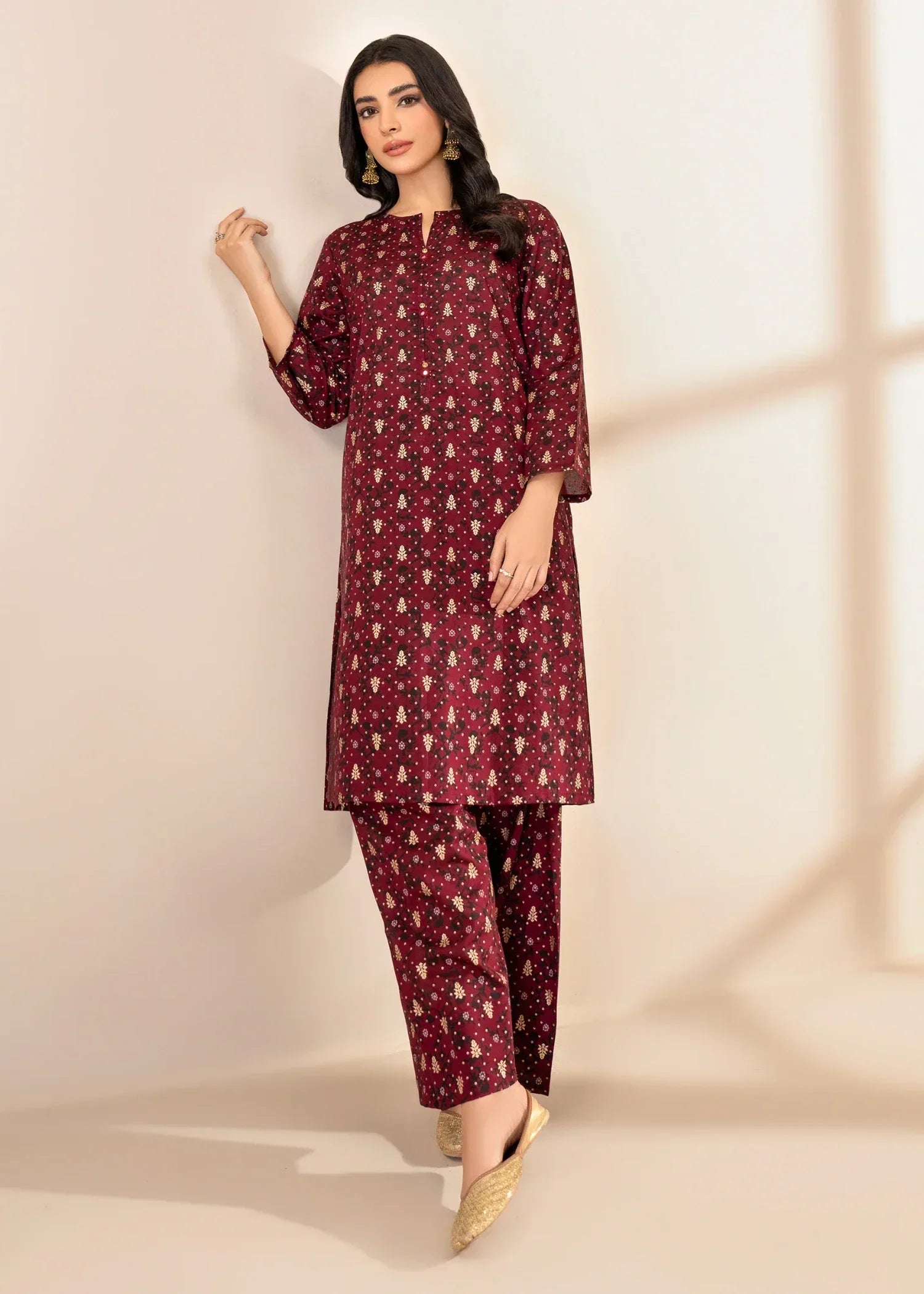 Hamna Kalim rayyan maroon 3d printed Women 2pcs