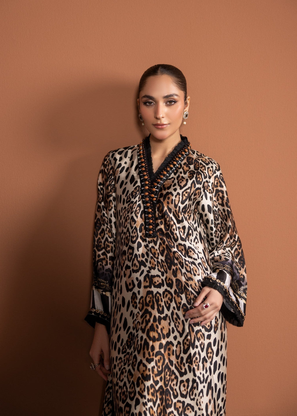 Alyssa LEOPARD PRINT SILK ALN22 Women 2pcs