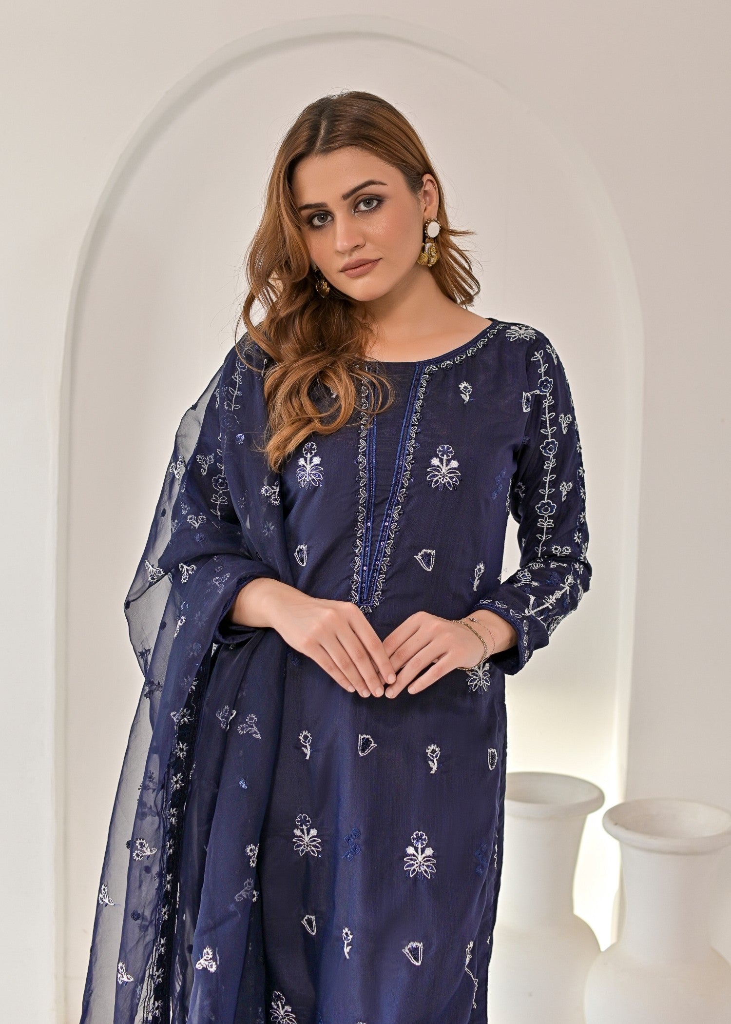 Qasim Anwer By Chandni Bridals LEILA (NAVY BLUE) Women 3pcs
