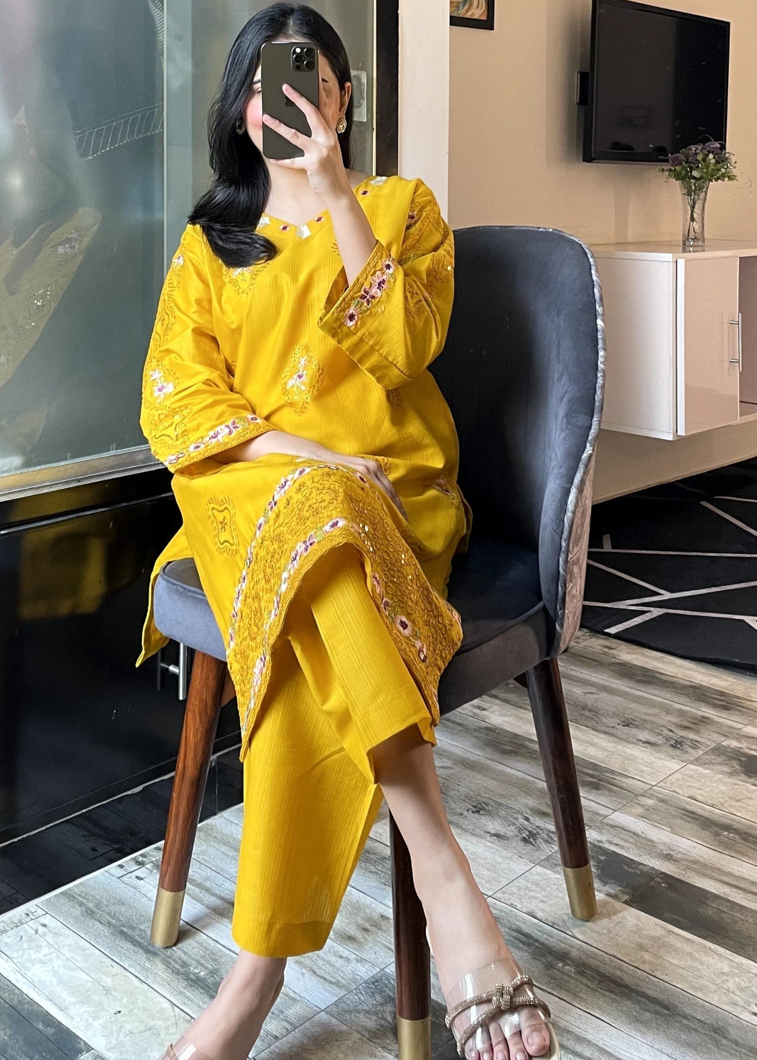 Tehzeeb Libas NOIR BLOOM MUSTARD Women 2pcs