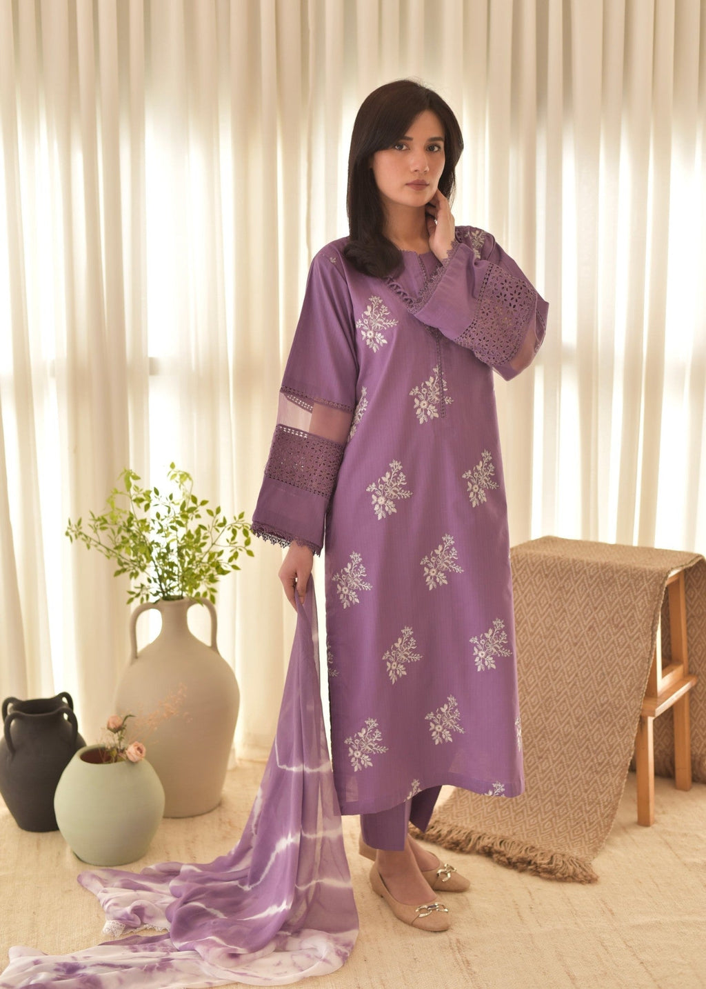 Shehroz Fashion purple horiya Women 3pcs