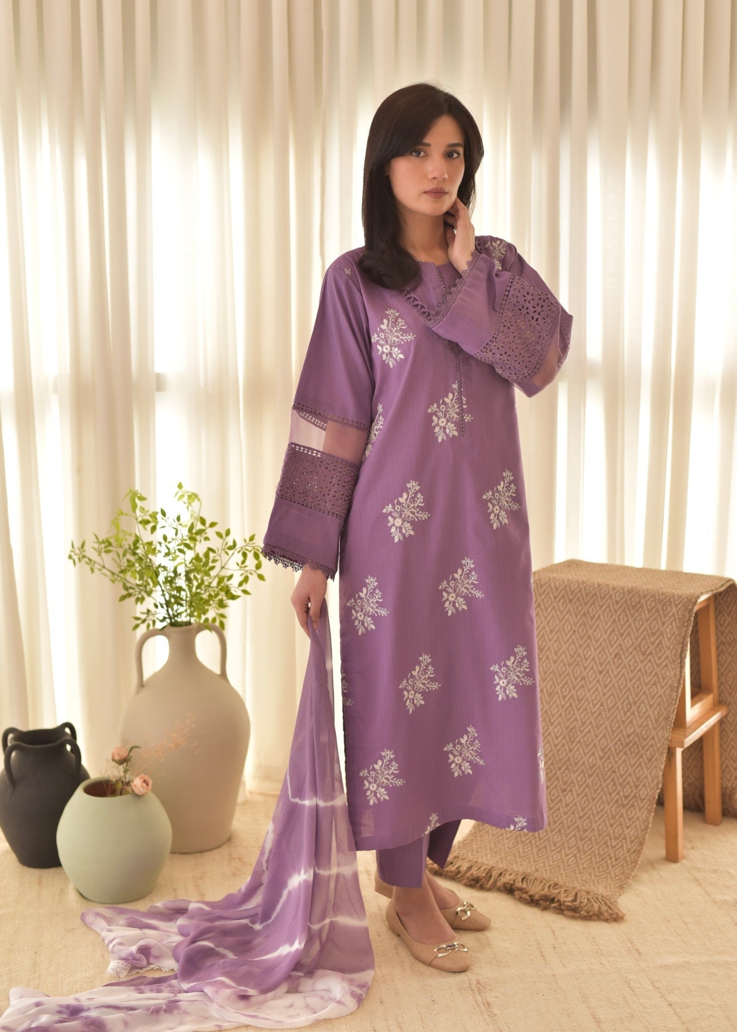 Shehroz Fashion purple horiya Women 3pcs