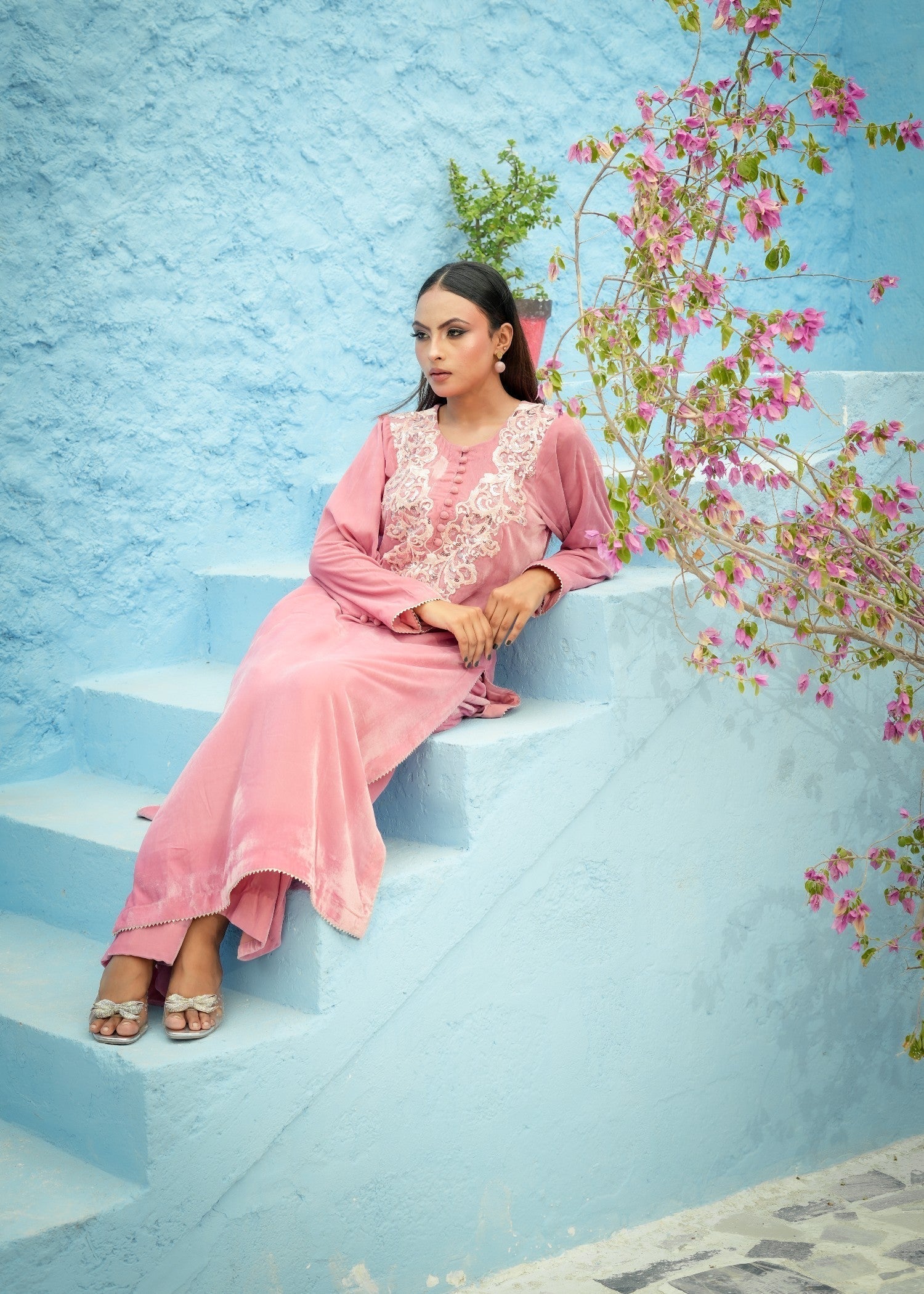 Madiha Gohar Noor e Gulabi | Embrioded Rose Pink velvet Women 2pcs