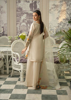 Maira Fashion Beige Embroidered Kurta set Women 4pcs