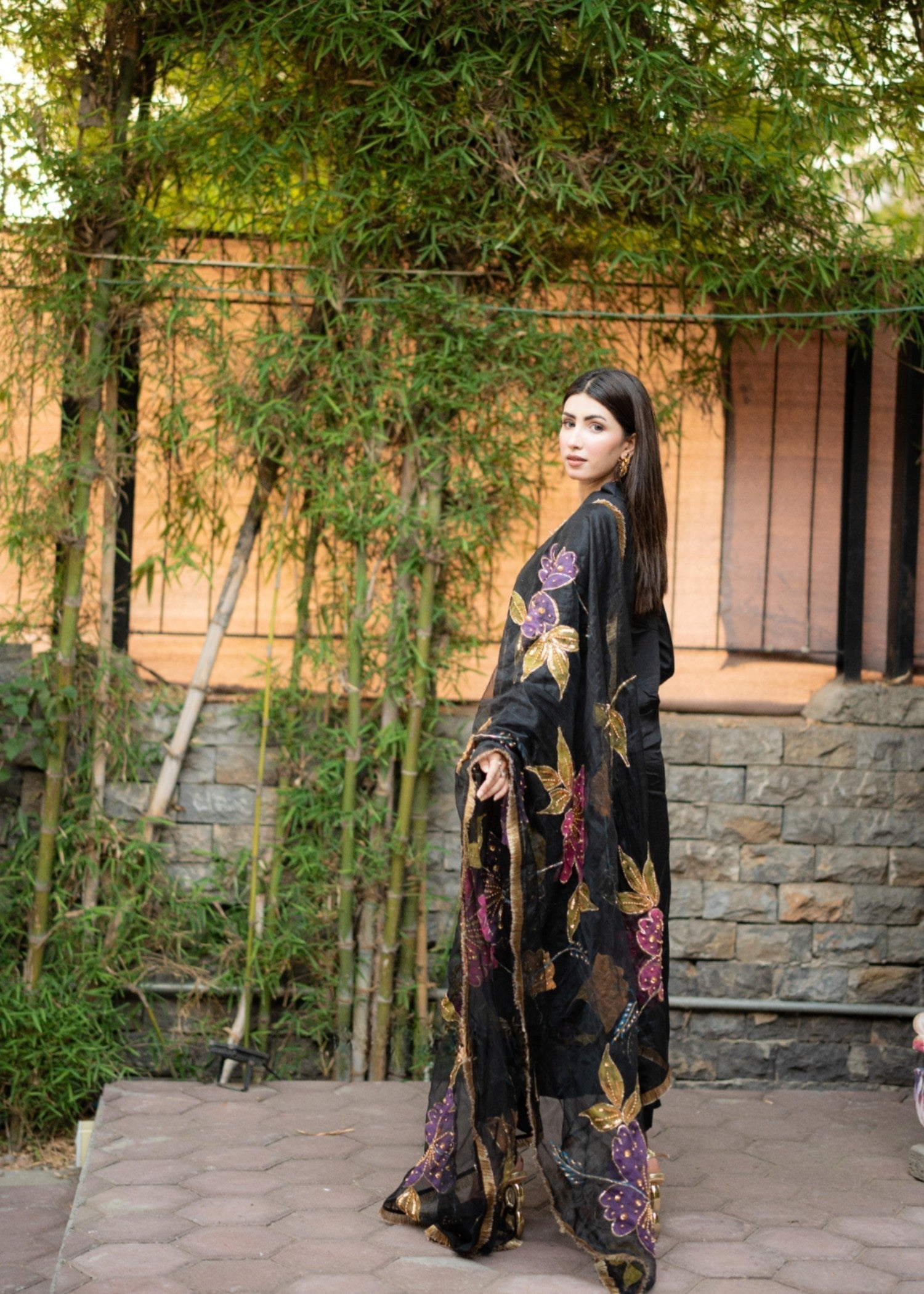 Rivaaj Fashion Stitched Handpaint Black Women 3pcs