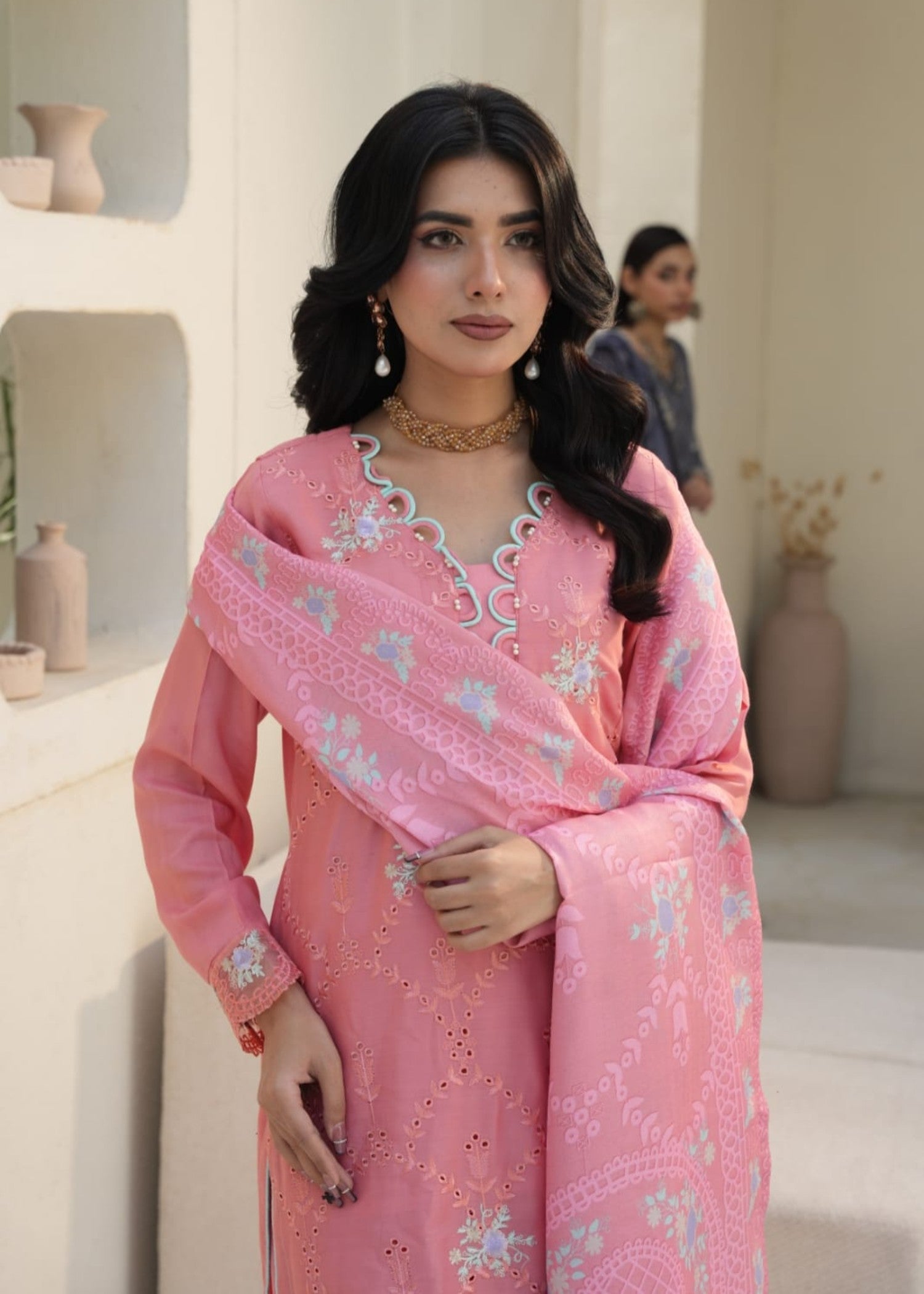 Designer Rack linen embraided peach Women 3pcs