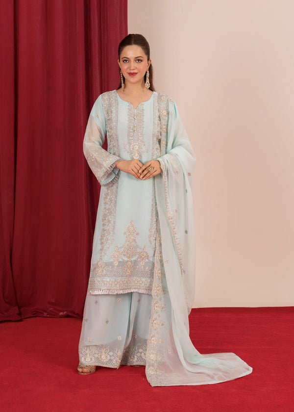 Four Season Boutique MALKA PLAZZO ICEBLUE Women 3pcs