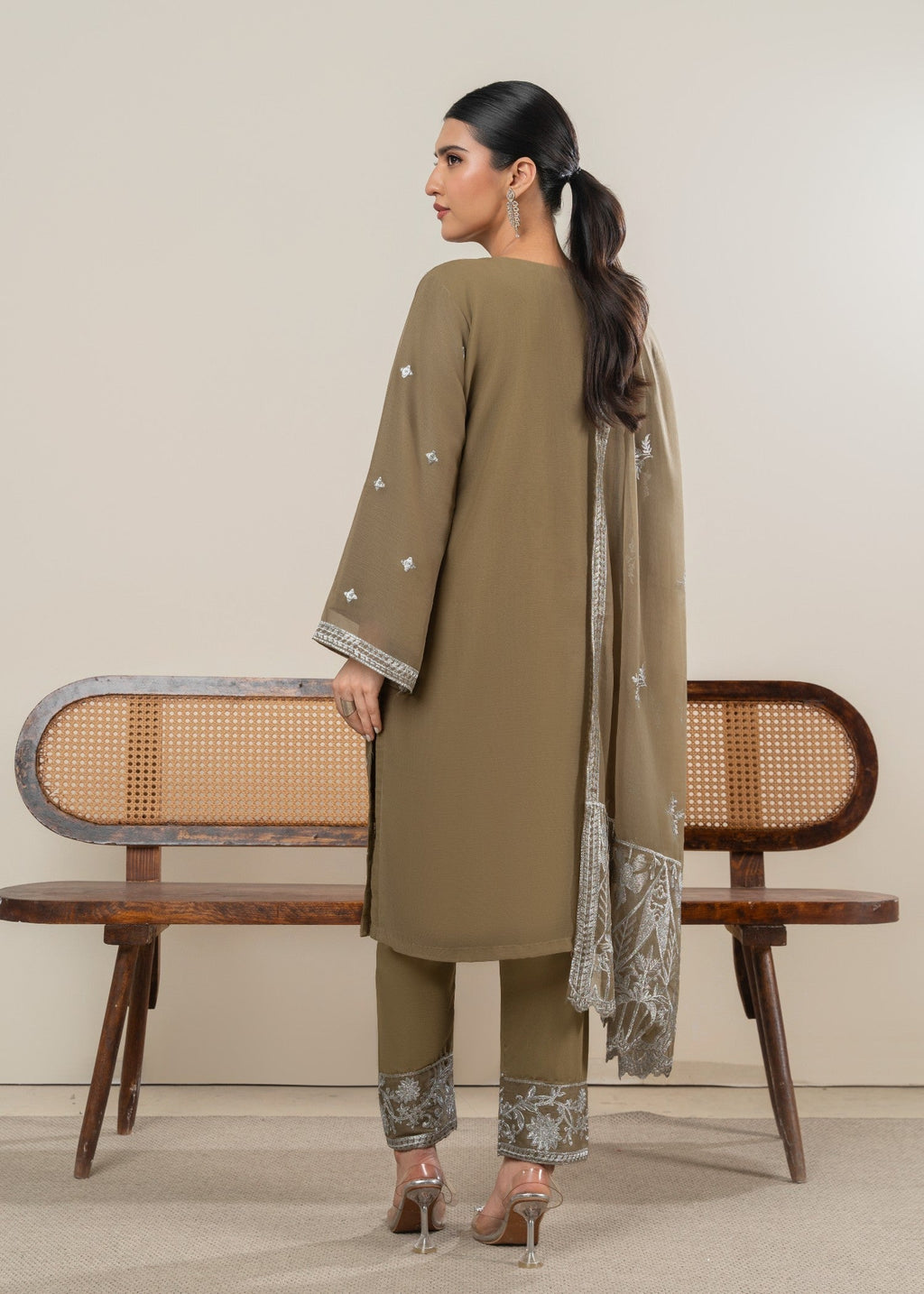 Four Season Boutique MAHROSE CHIFFON OLIVE GREEN Women 3pcs