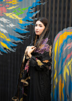 Rivaaj Fashion Stitched Handpaint Black Women 3pcs