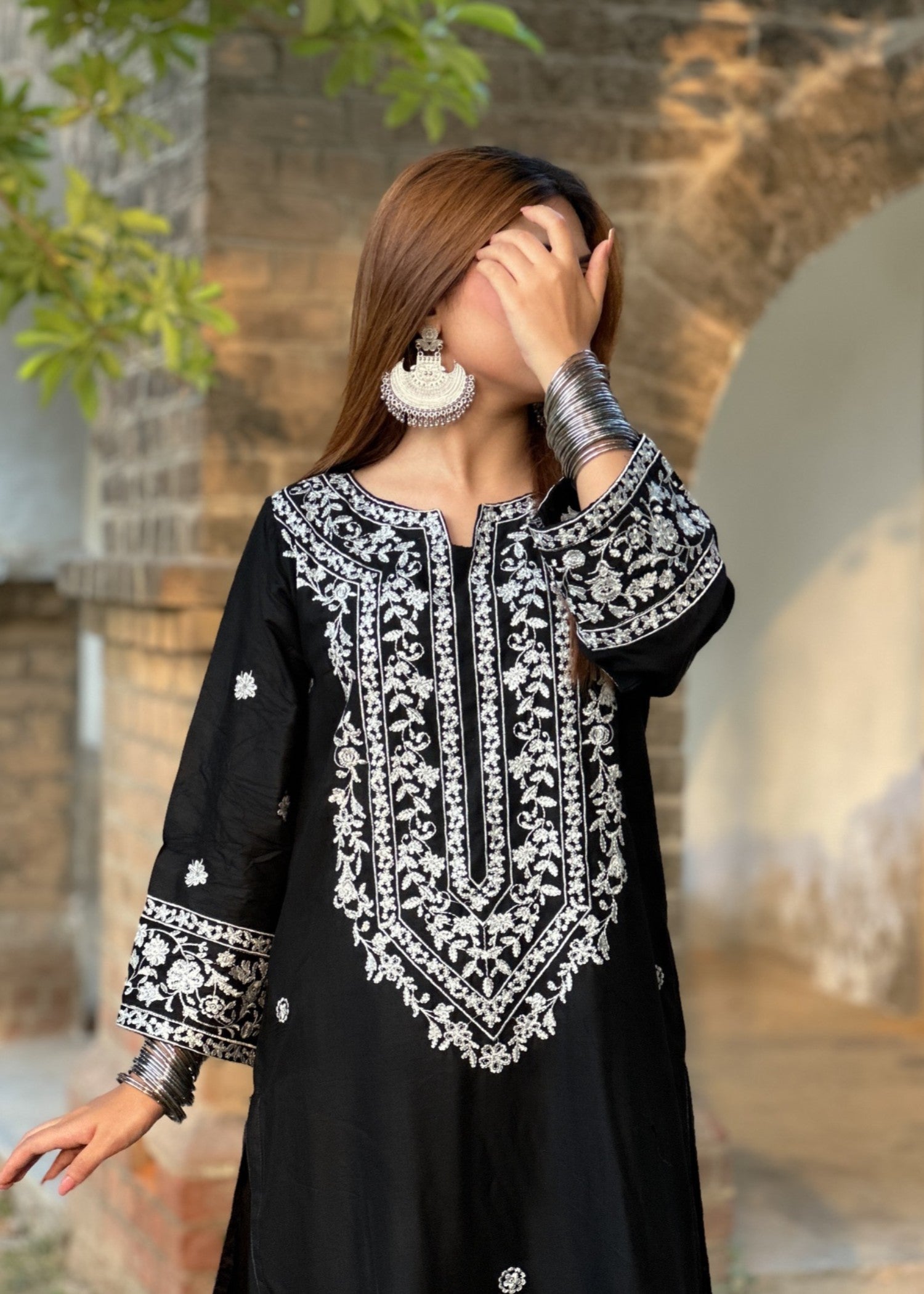 Tehzeeb Libas HINA BLACK EMBROIDERED Women 2pcs