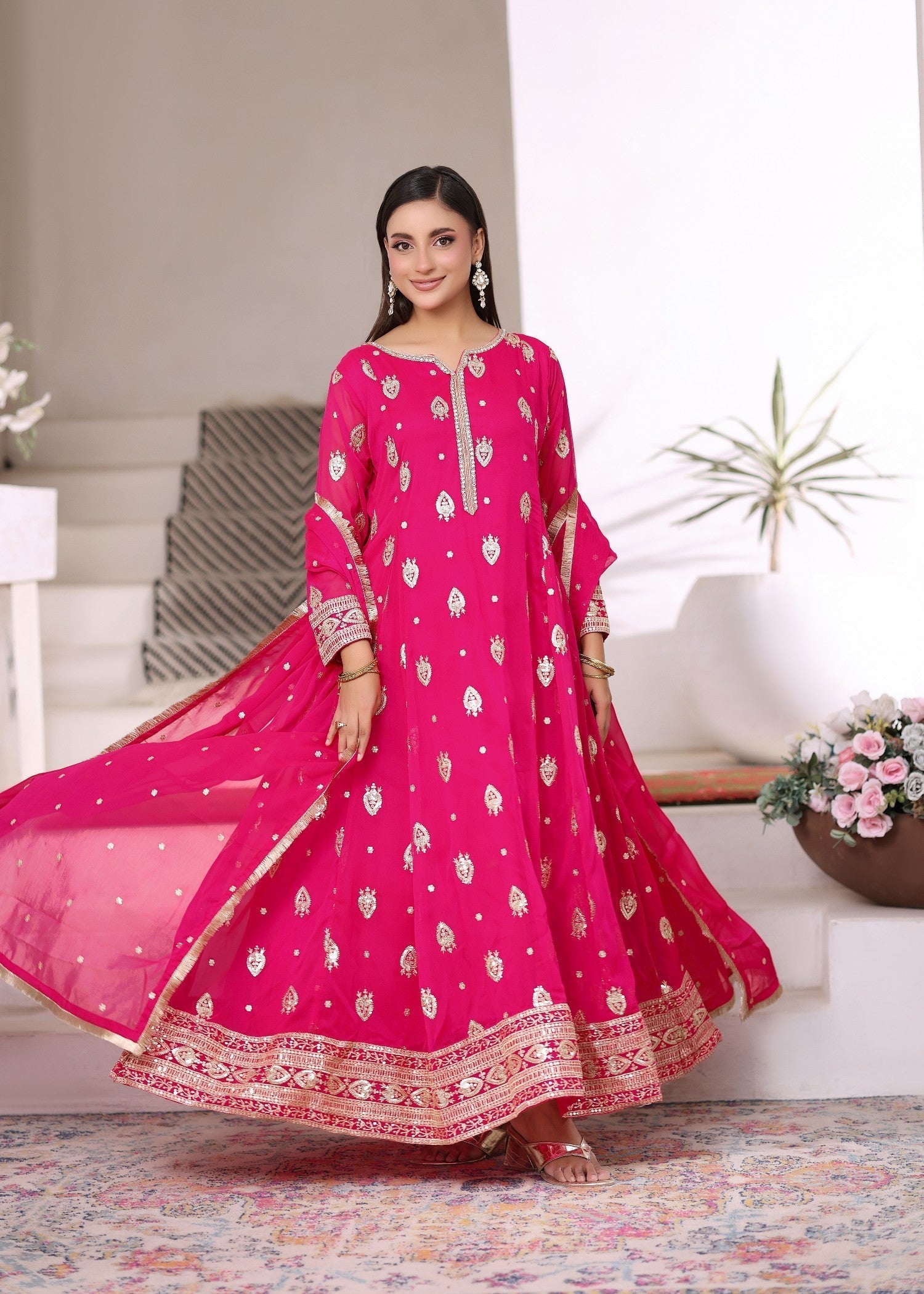 Abaan Zohan Raunak vivid pink Women 3pcs