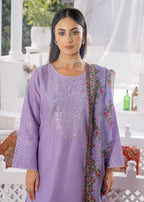 Sajfi Closet Luxury Cotton Stitched Suit for Women | Lavender Women 3pcs