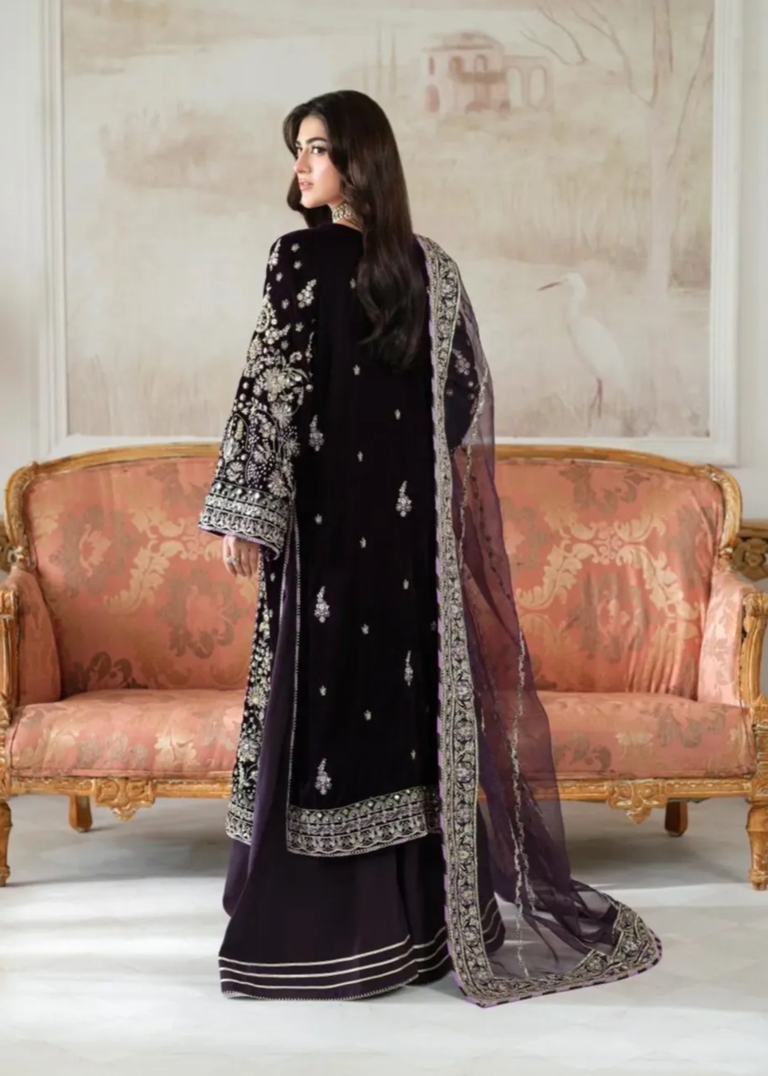 Suits By Sadia Plum velvet aneelas Women 4pcs