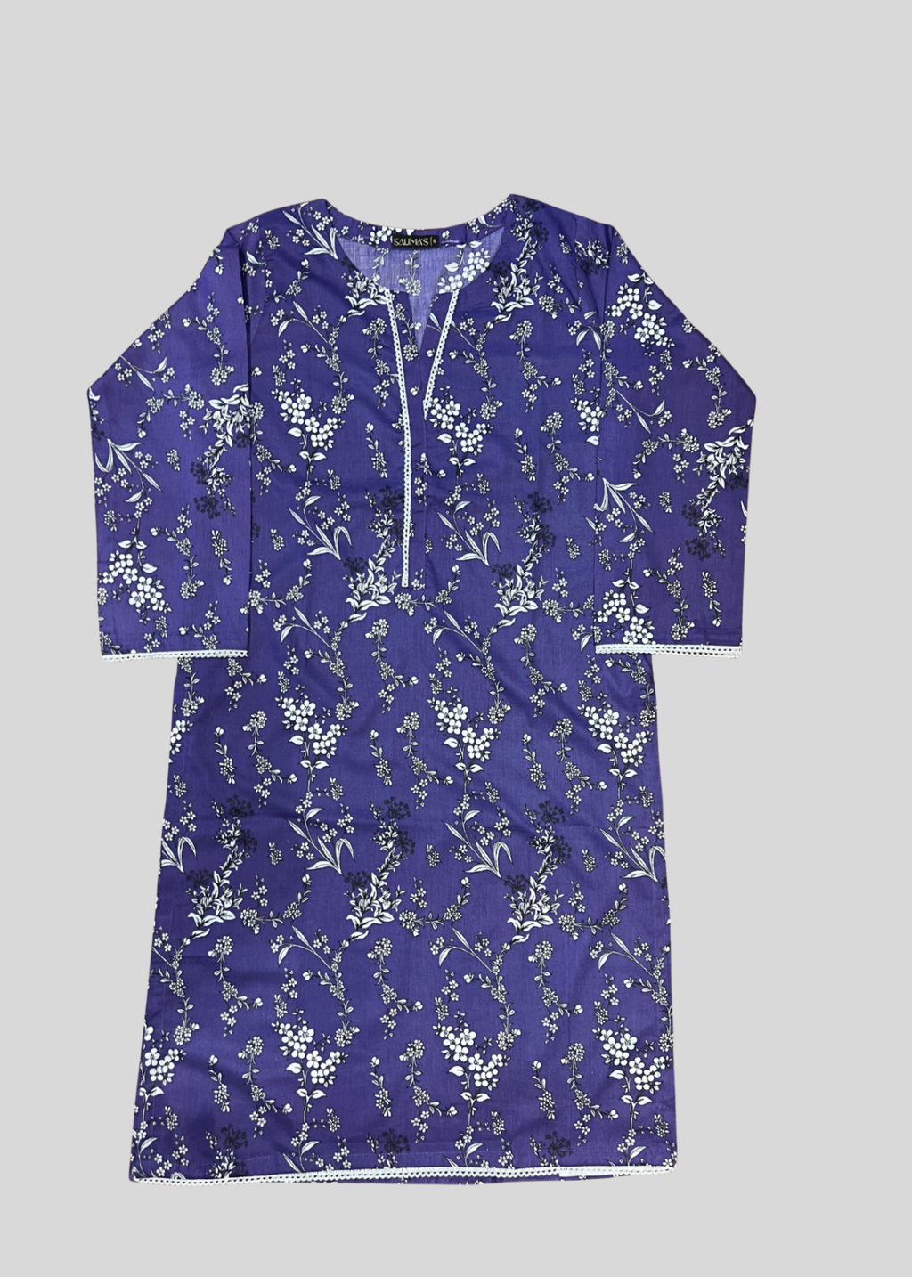 Salimas Women’s Stitched Lawn Suit – Purple with White Floral Print Women 2pcs