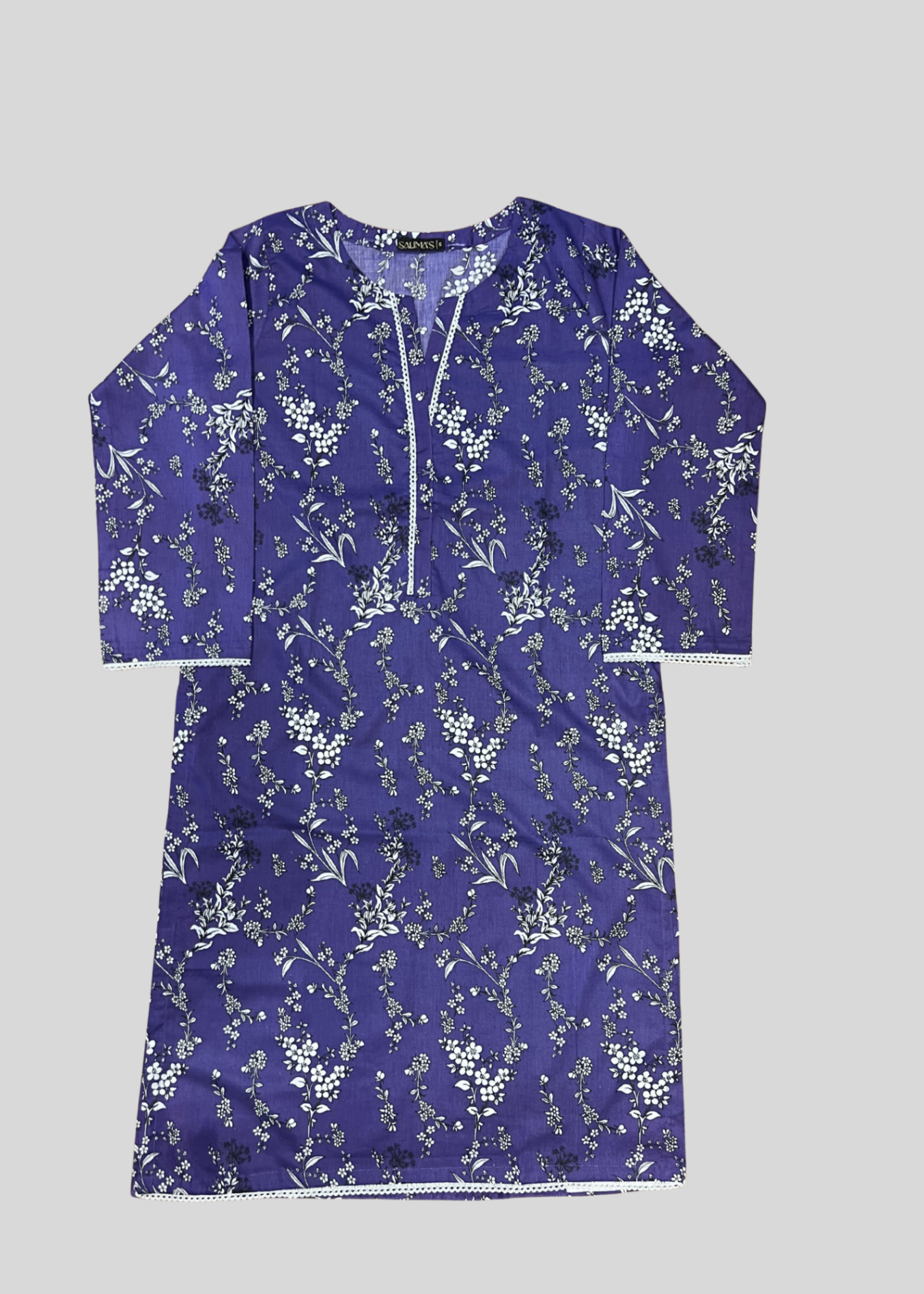 Salimas Women’s Stitched Lawn Suit – Purple with White Floral Print Women 2pcs