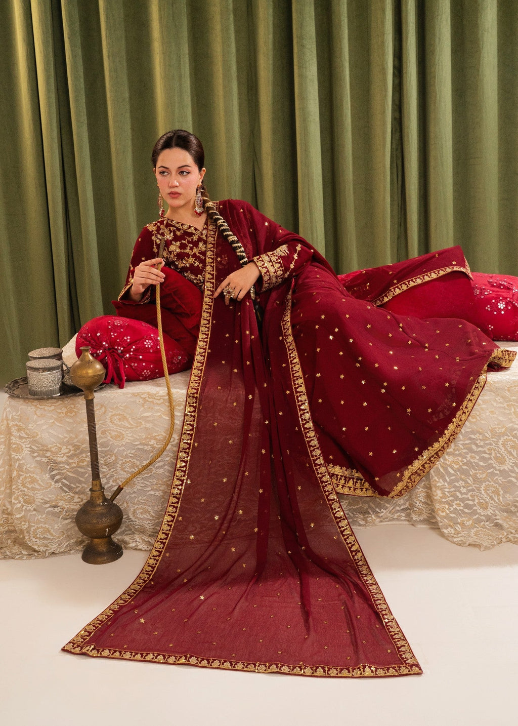 Qasim Anwer By Chandni Bridals MAHSATI (MAROON) Women 3pcs