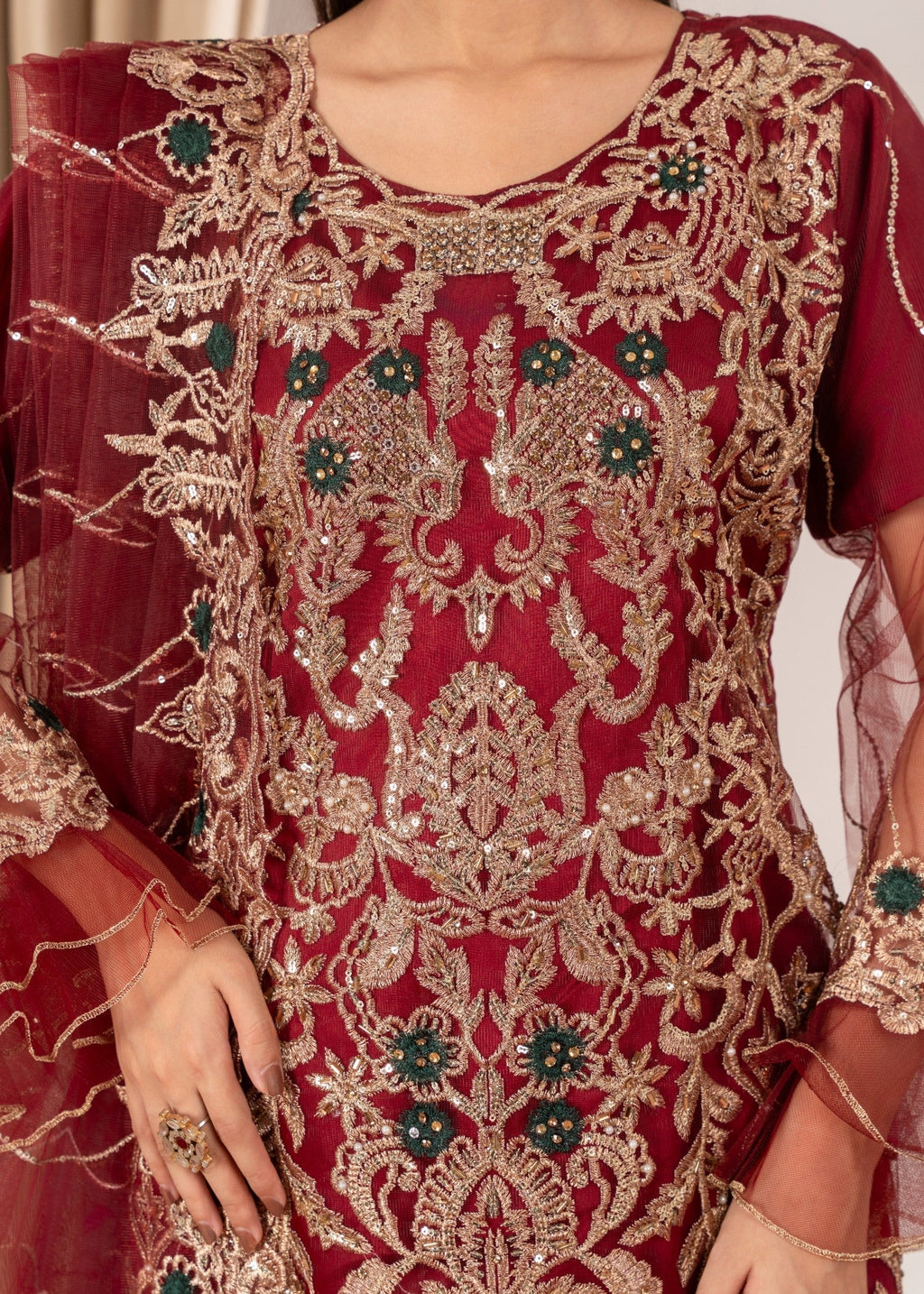 Four Season Boutique MALHAAR CRUSH MAROON Women 3pcs