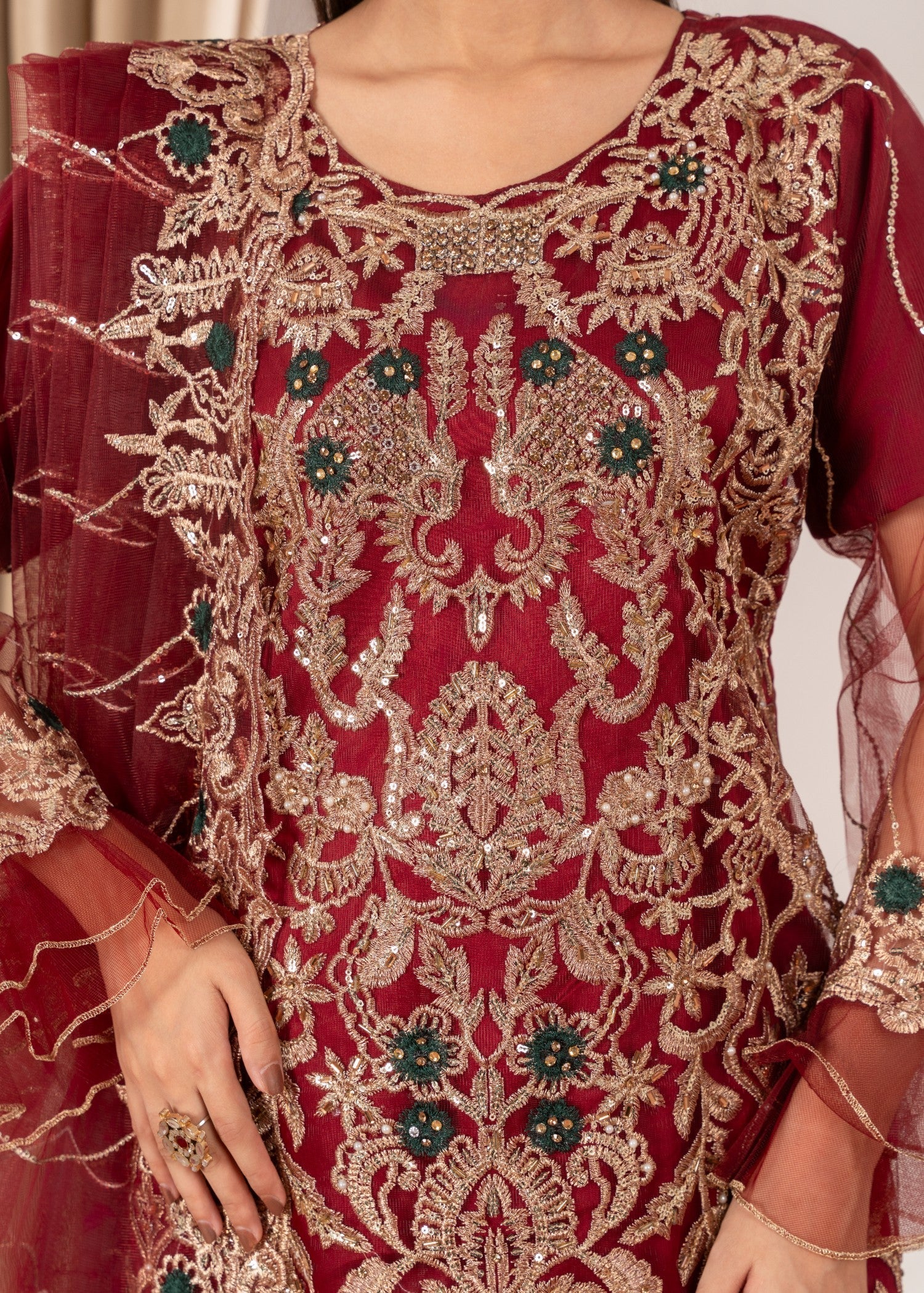 Four Season Boutique MALHAAR CRUSH MAROON Women 3pcs