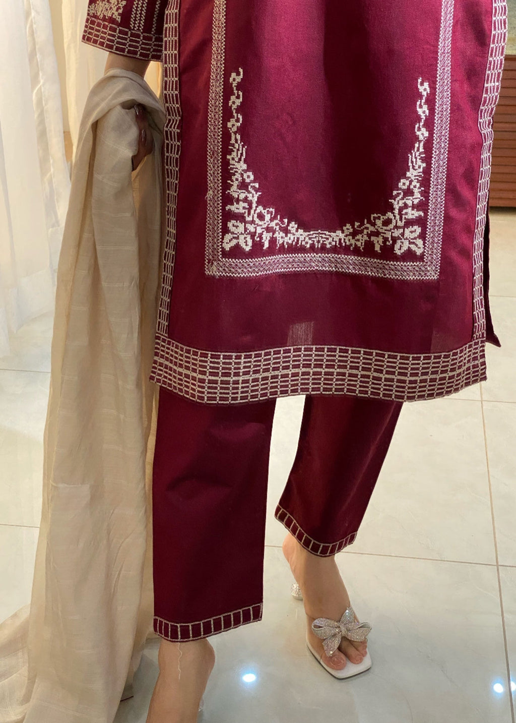 Ayesha B burgundy shanzy) Women 3pcs