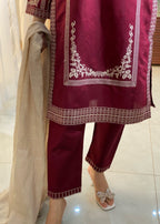 Ayesha B burgundy shanzy) Women 3pcs