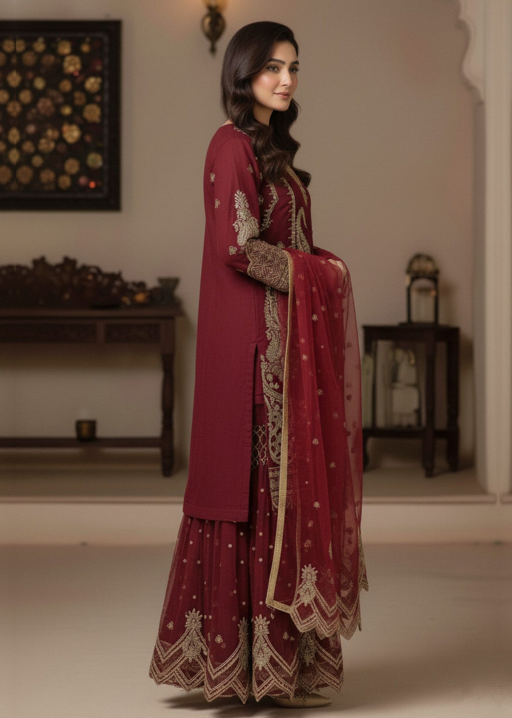 Diara Couture ROUBA US 569 MAROON Women 3pcs