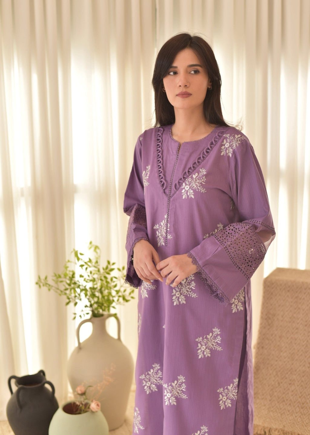 Shehroz Fashion purple horiya Women 3pcs