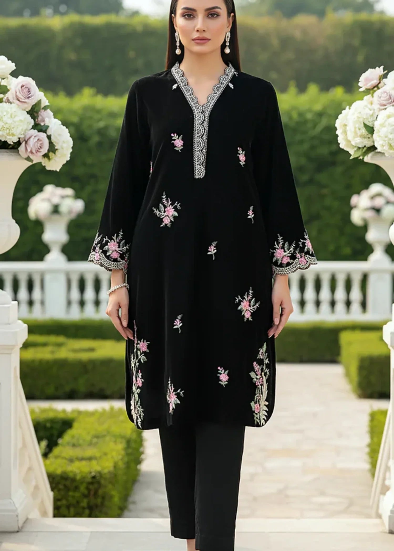 Lakhany Ready to wear Embroidered Velvet Shirt (LG IZ 0501 W EMB 1P) Women 1pcs