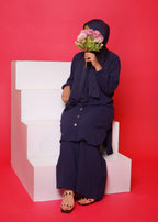 Al Rubab Collection Pocket Style Co Ord Set Dark Blue Women 2pcs