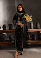 Shehroz Fashion Black Orchid lawn embroidery suit Women 3pcs