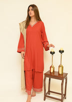 Zarar Ahmed Rust Karandi Women 3pcs