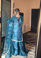 Shehroz Fashion Royal Teal Elegance Women 3pcs