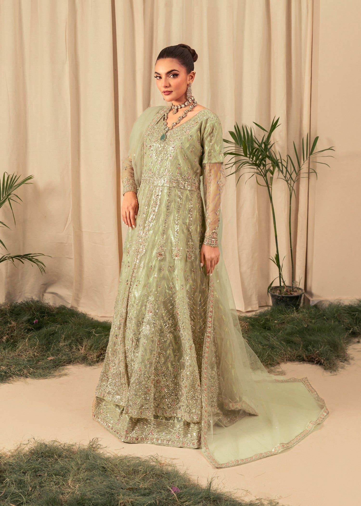 Four Season Boutique DILJAAN PISTA GREEN GOLD Women 3pcs