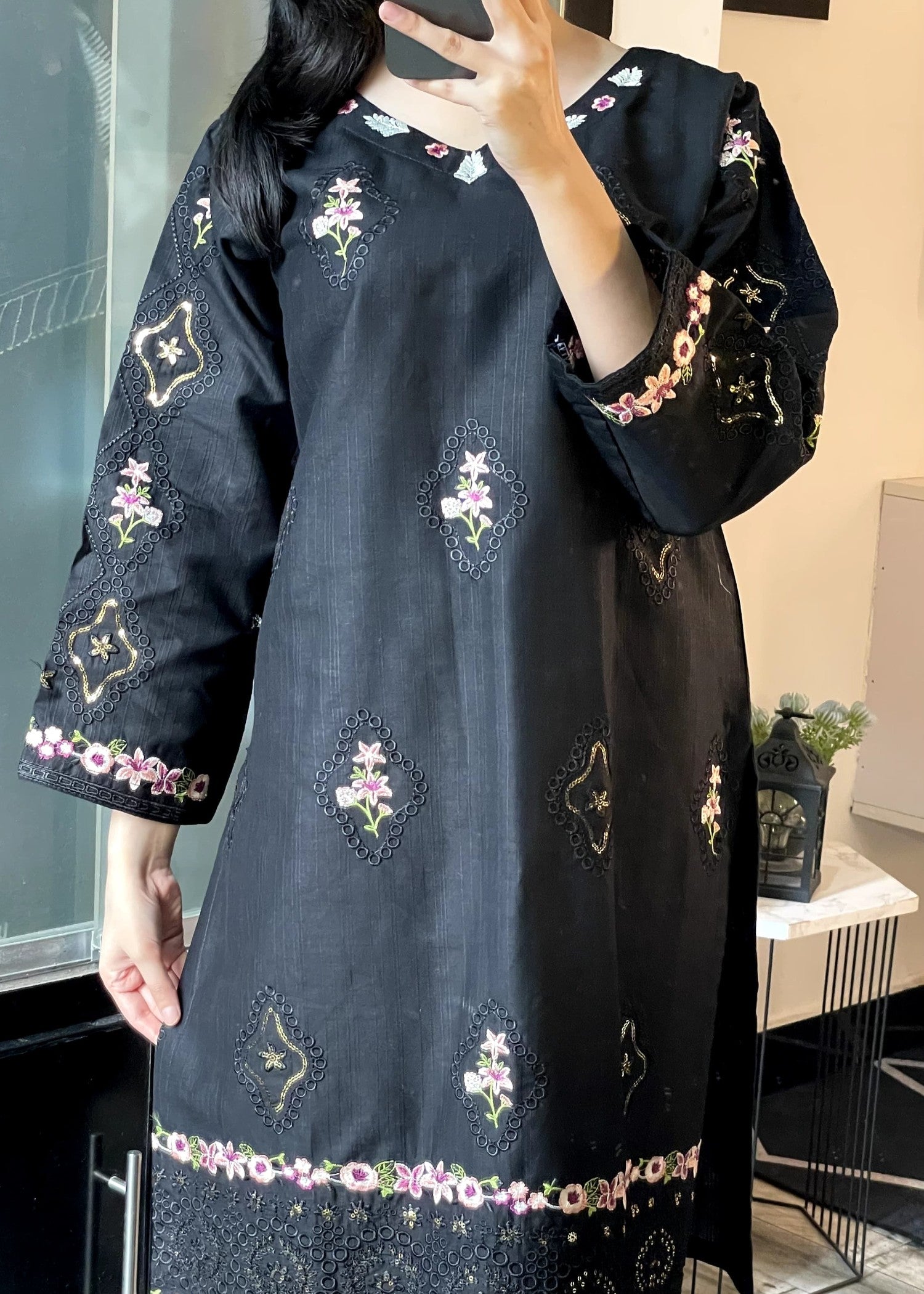 Tehzeeb Libas NOIR BLOOM BLACK Women 2pcs