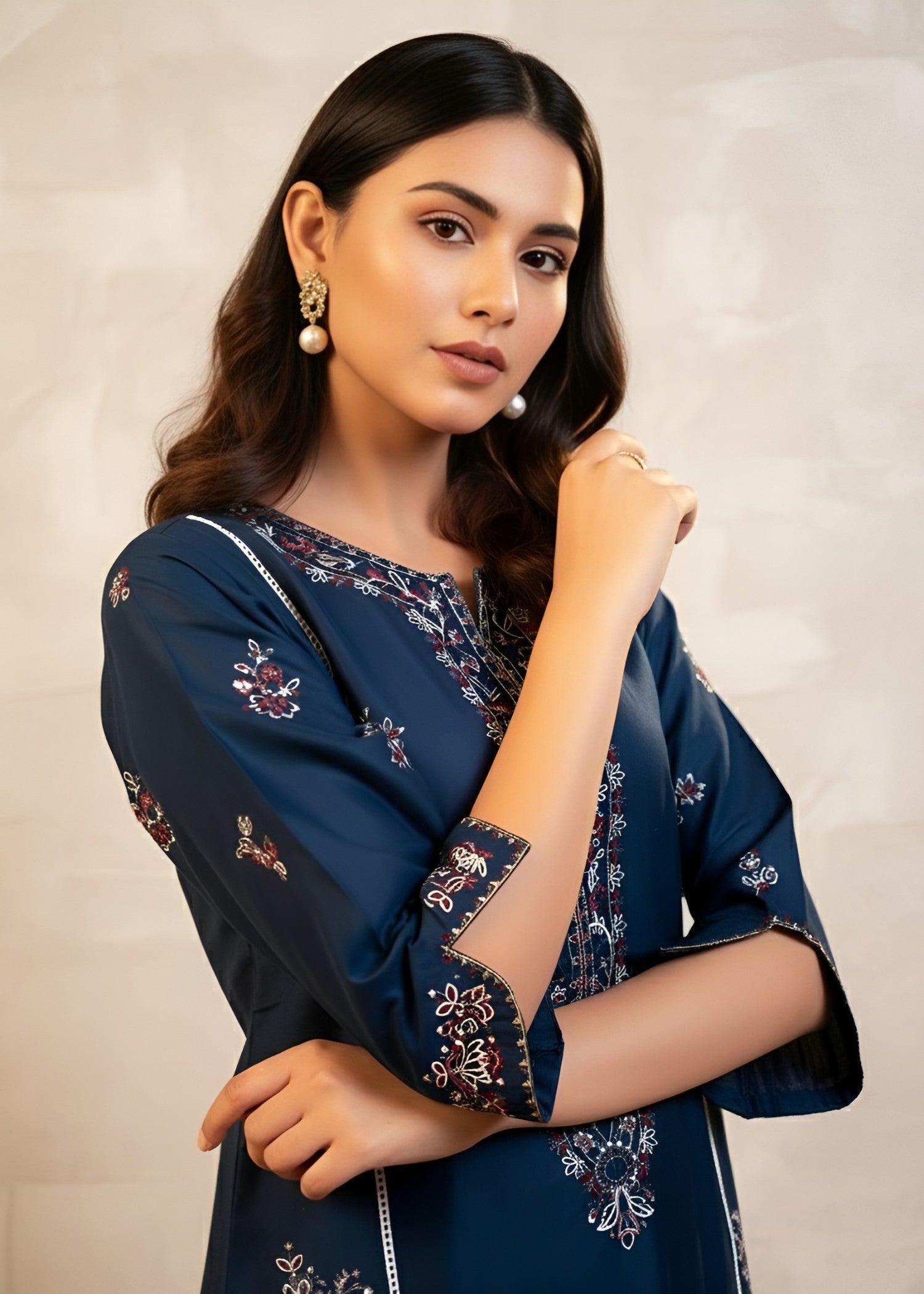 Fabric Garden Sapphire Navy EMB Women 2pcs