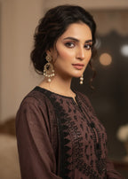 MMG Garments SADA E NAZAKAT| PREMIUM COTTON KURTA SET BROWN MMG 982 Women 3pcs