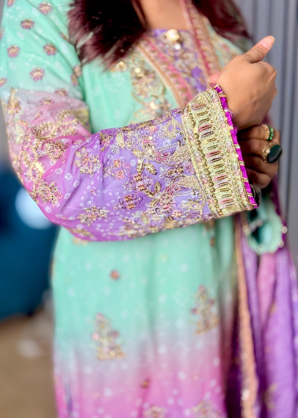 Suits By Sadia Green chunri chiffon Ayesh Women 3pcs