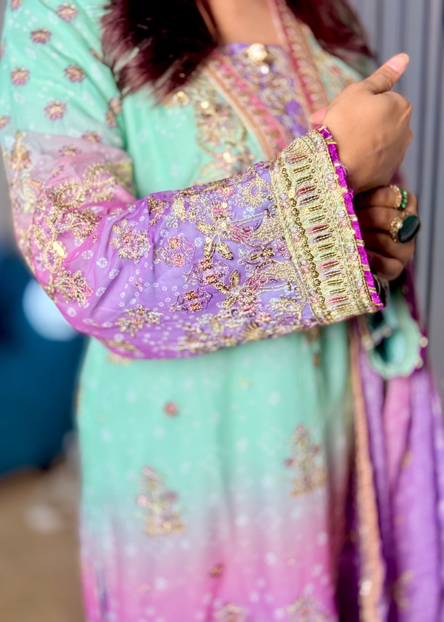 Suits By Sadia Green chunri chiffon Ayesh Women 3pcs