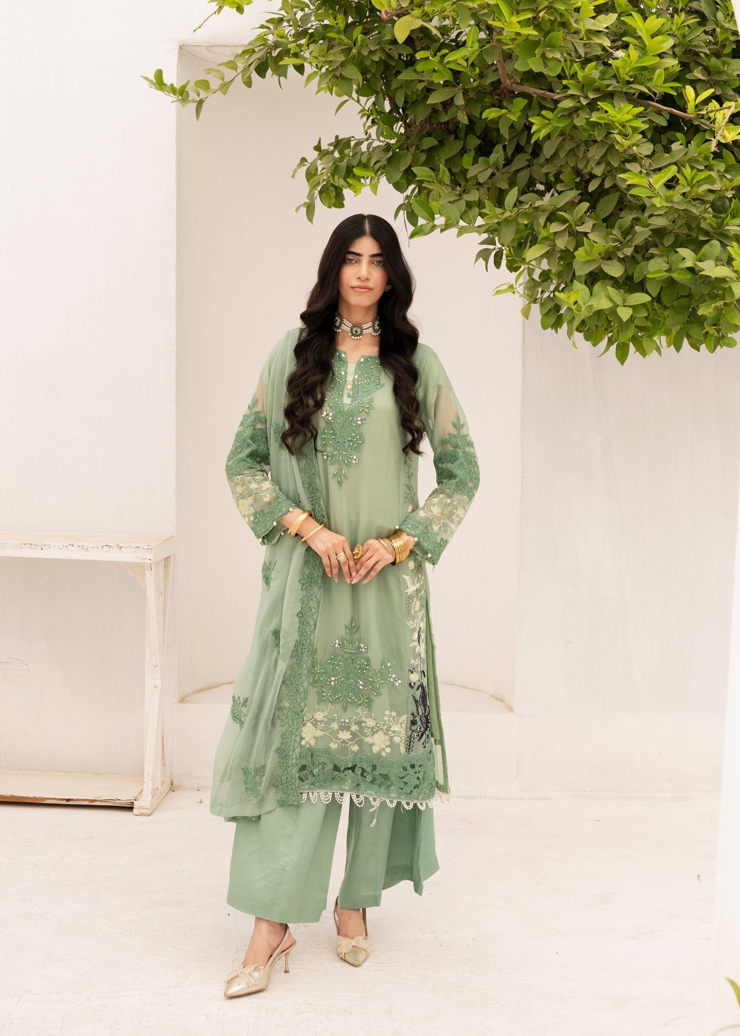 Pehnawa By Bin Akram’s Green Glory | Chiffon Women 3pcs