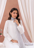 Laal Kurti White Solid Dress With Dupatta Women 3pcs