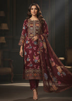 Pehnawa By Bin Akram’s NOOR MAROON | Shimoz Silk Women 3pcs