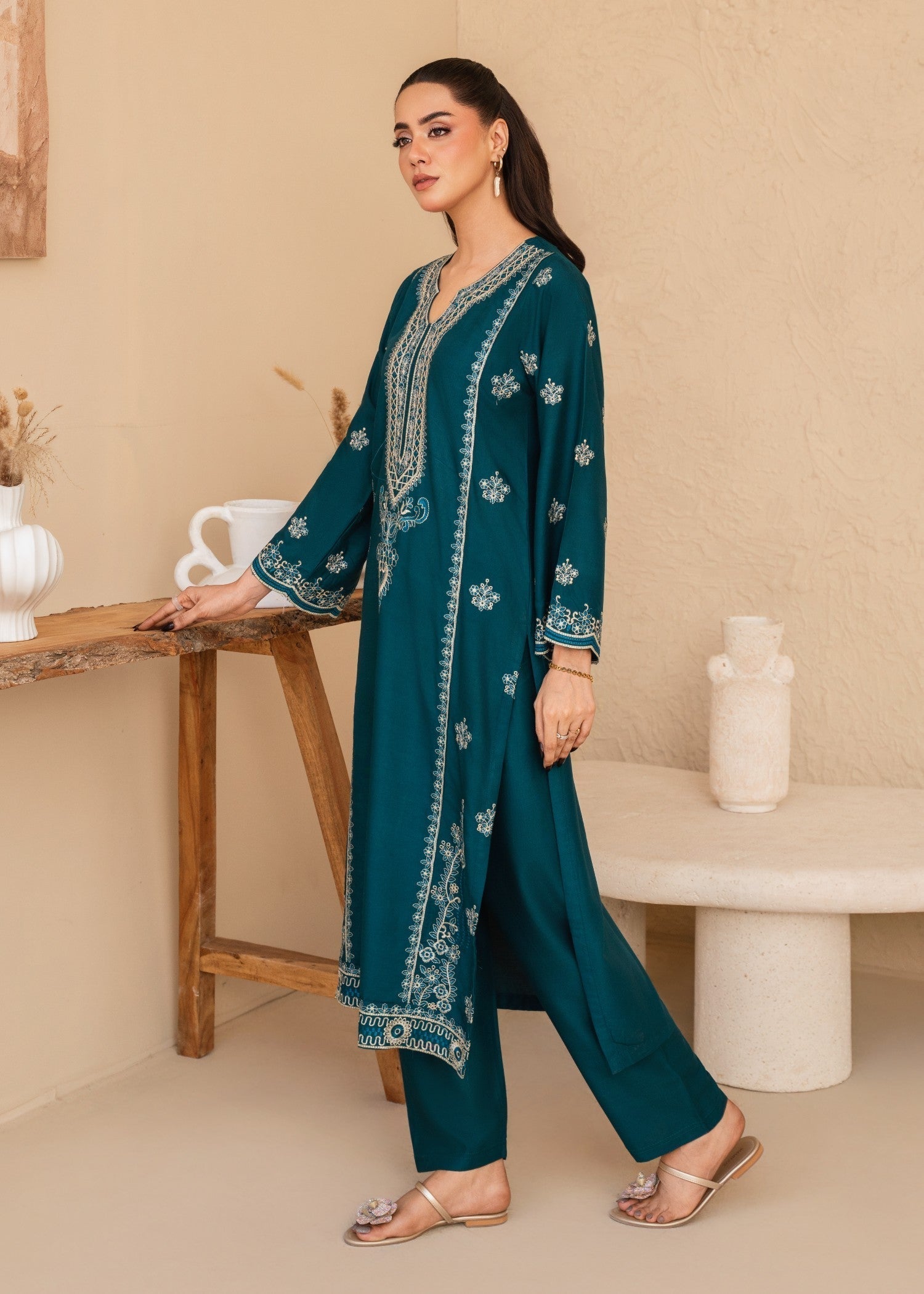 Tehzeeb Libas SEA BLUE EMBROIDERED Women 2pcs