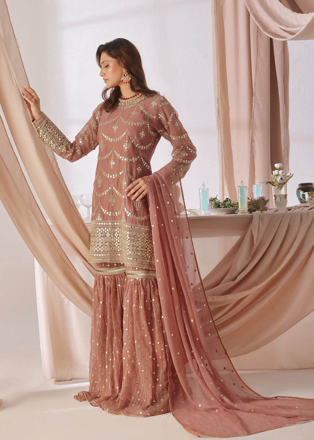 Ayesha Closet GUL BAHAR CORAL PINK Women 3pcs