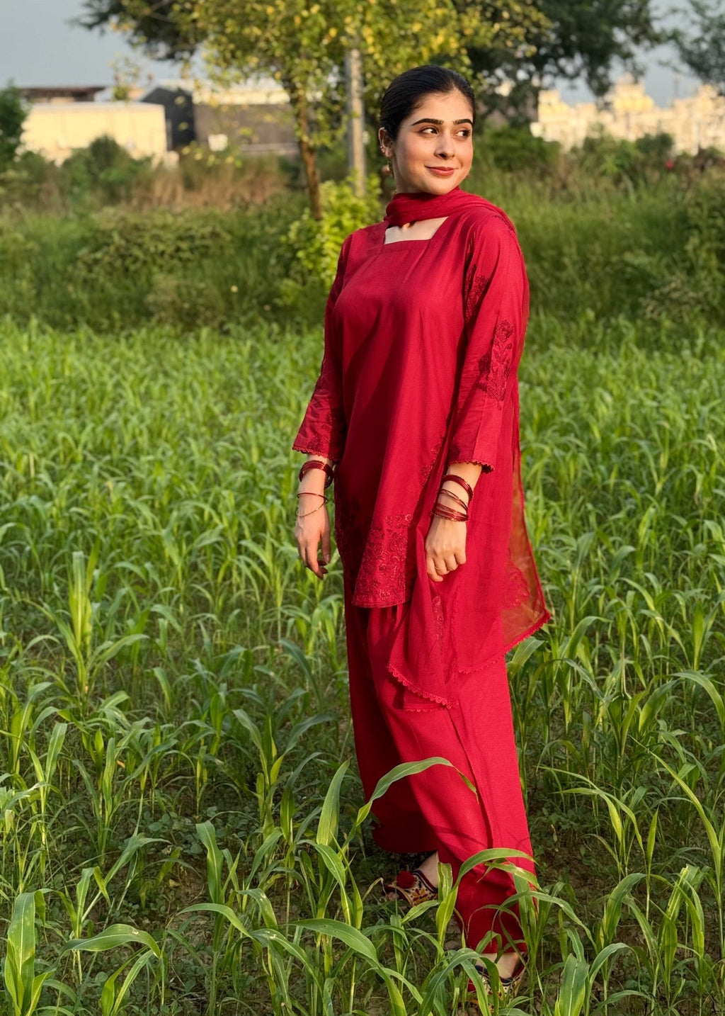 Imtiazbyalrubab Spice Red Farshi shalwar Set Women 3pcs