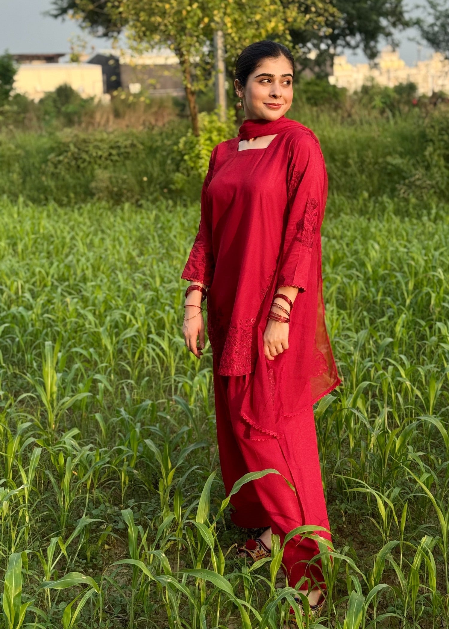 Imtiazbyalrubab Spice Red Farshi shalwar Set Women 3pcs