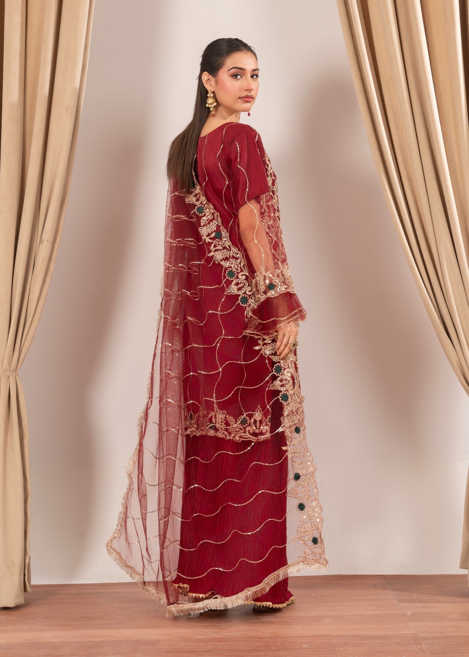 Four Season Boutique MALHAAR CRUSH MAROON Women 3pcs