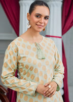 Designer Rack block print pastel green Women 2pcs