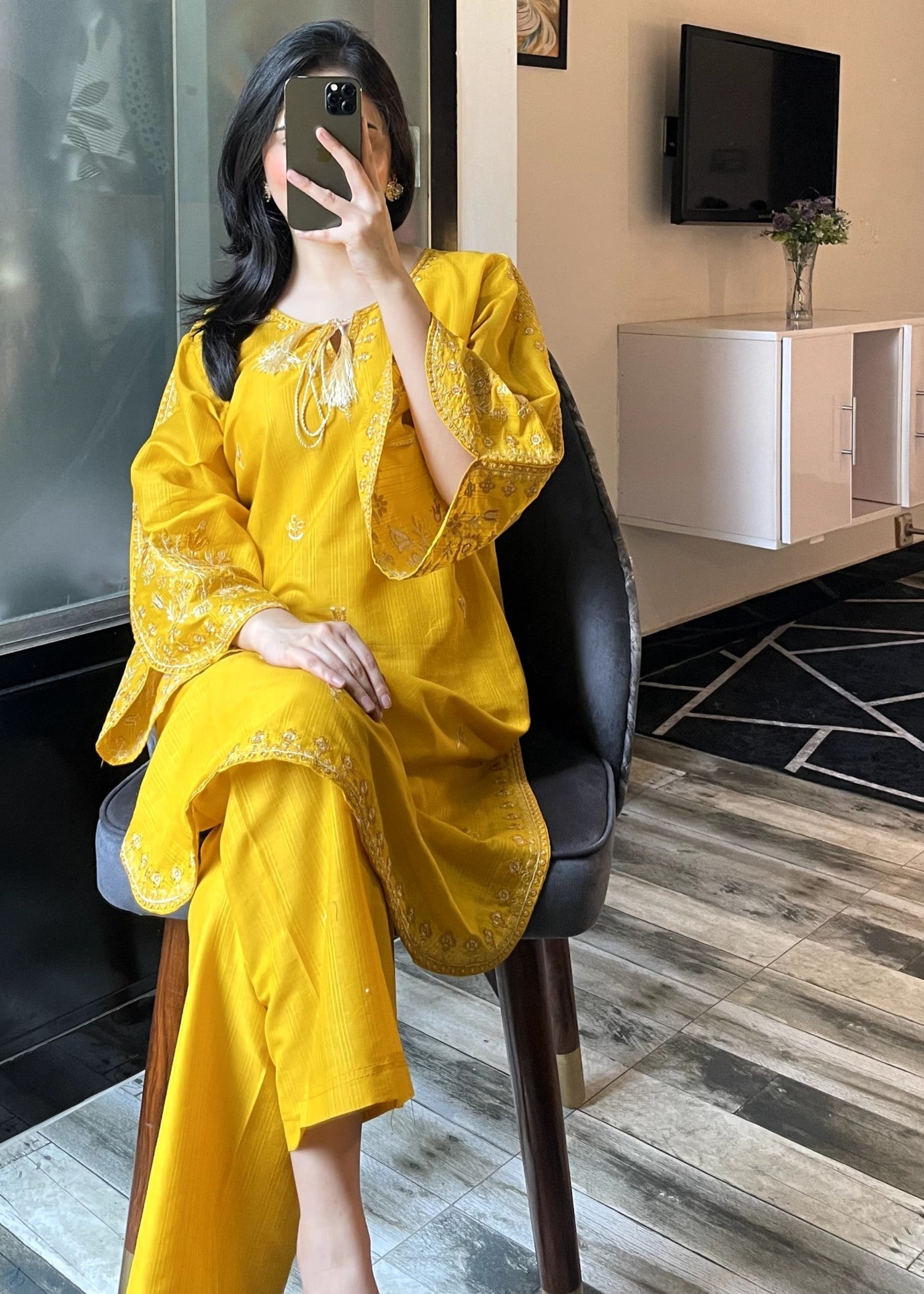 Tehzeeb Libas ZUNAIRA SUNSHINE MUSTARD Women 2pcs