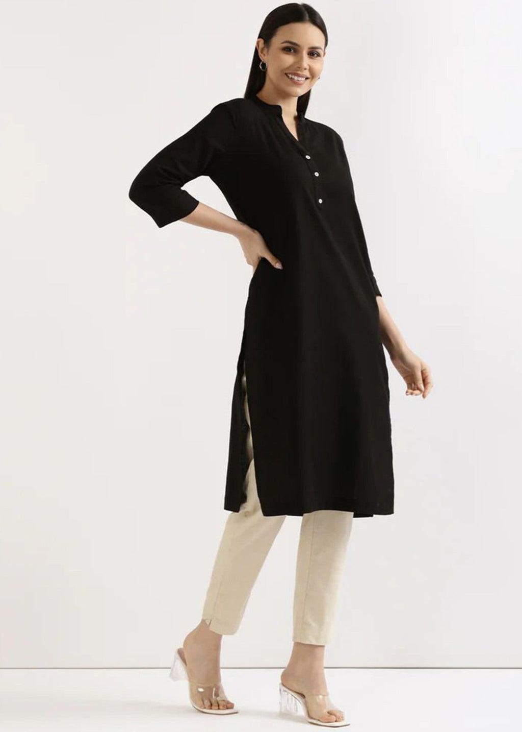 Laal Kurti Black Basic Kurta Only Women 1pcs