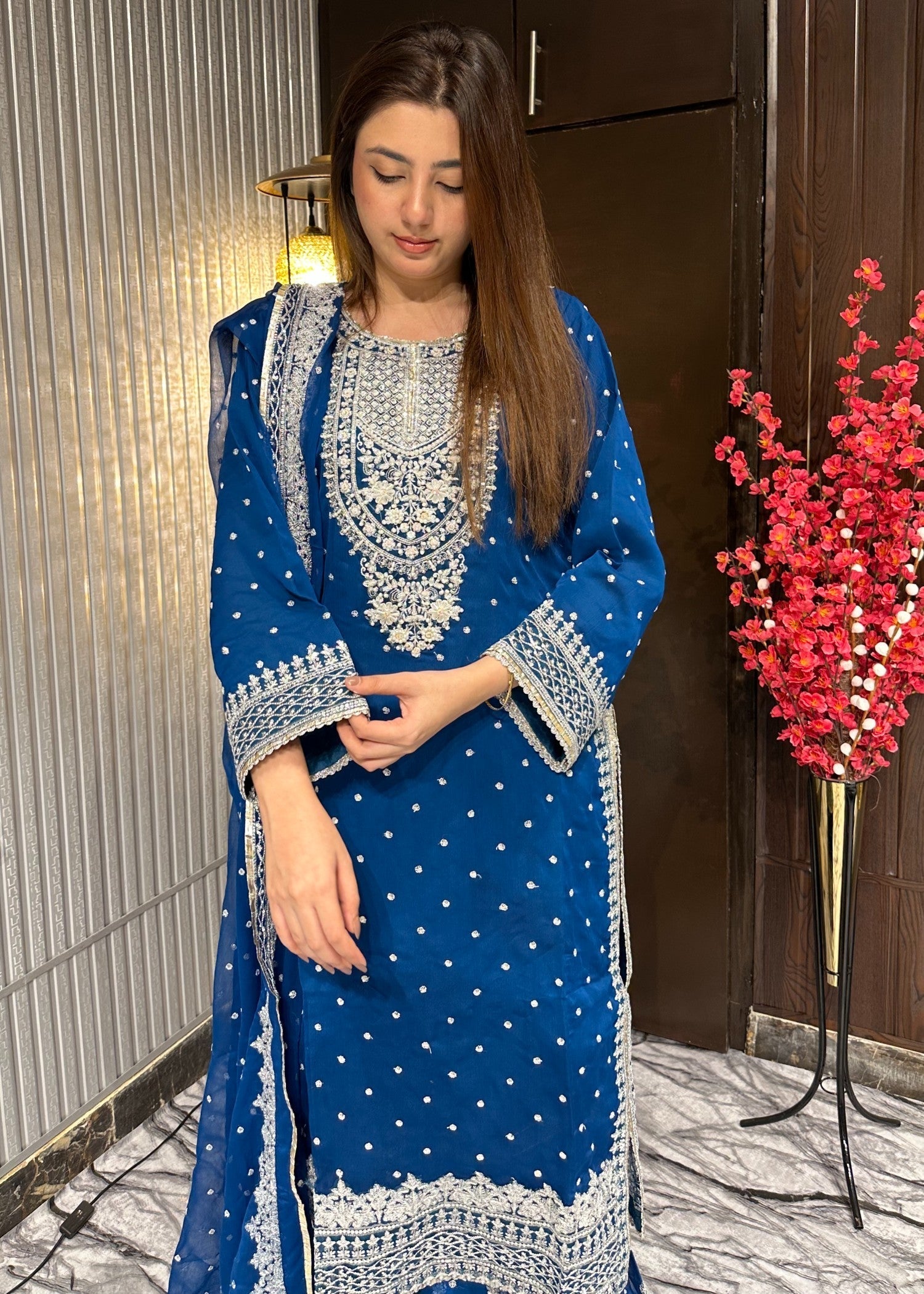 Four Season Boutique HASEENS FARSHY TEAL BLUE Women 3pcs